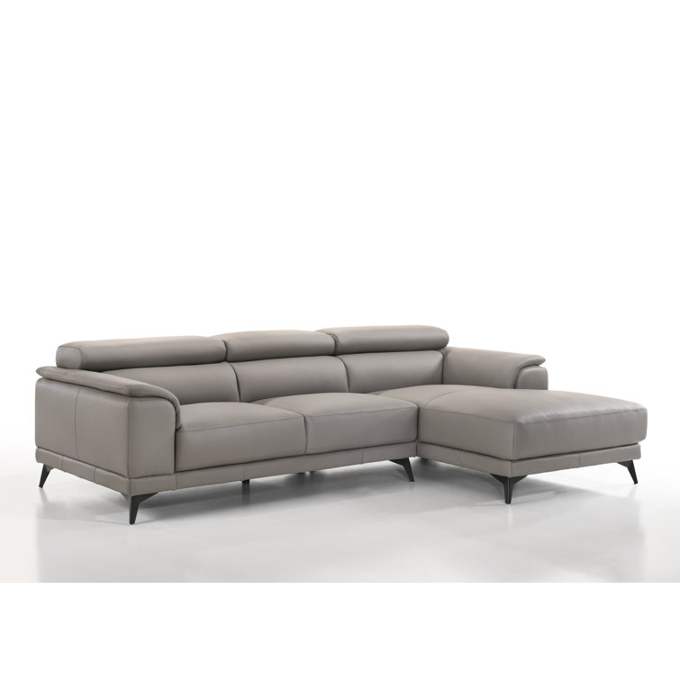 Orren Ellis Mahowny 106" Wide Genuine Leather Sofa & Chaise & Reviews